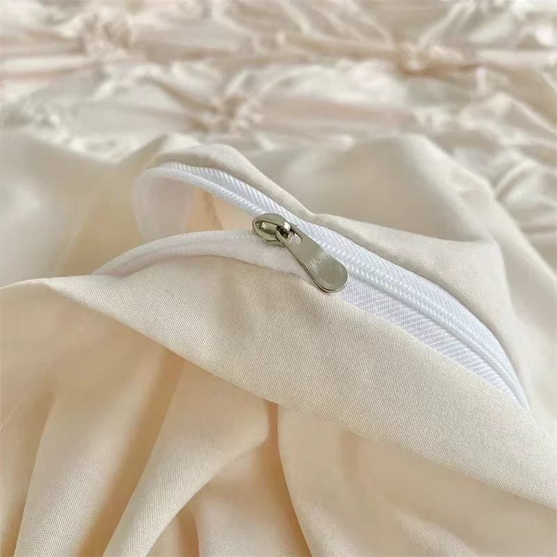 Ensemble de housse de couette double athlon plissée par pincement tridimensionnel