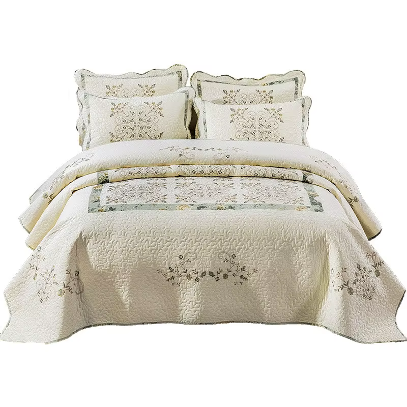 Ensemble de couettes brodées en coton