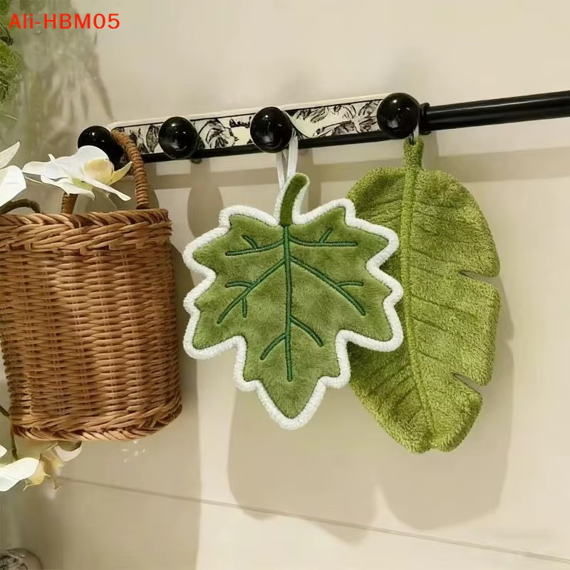 (HB05) Serviette à main créative et mignonne en forme de feuille de plante