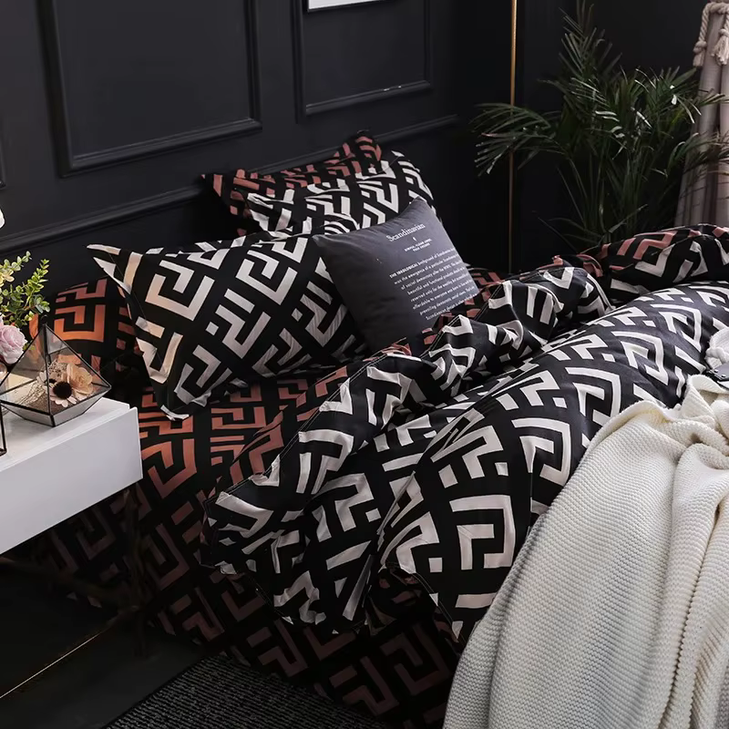 Parure de lit de luxe noire avec taie d'oreiller