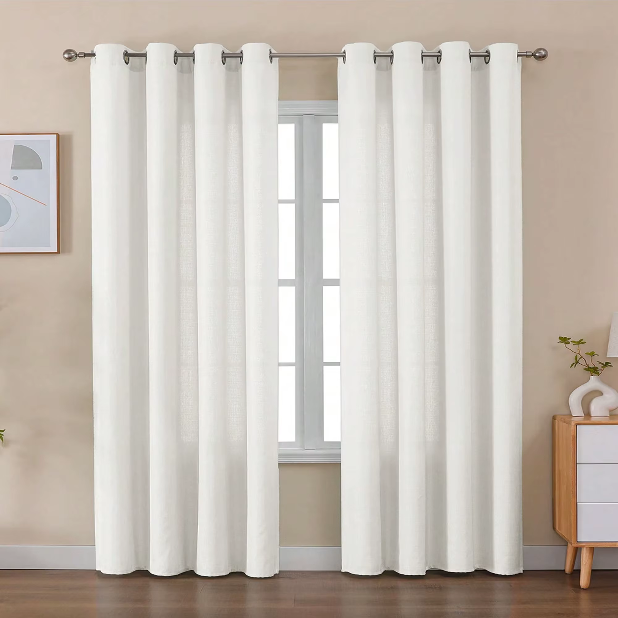 Voile semi-occultant en lin blanc