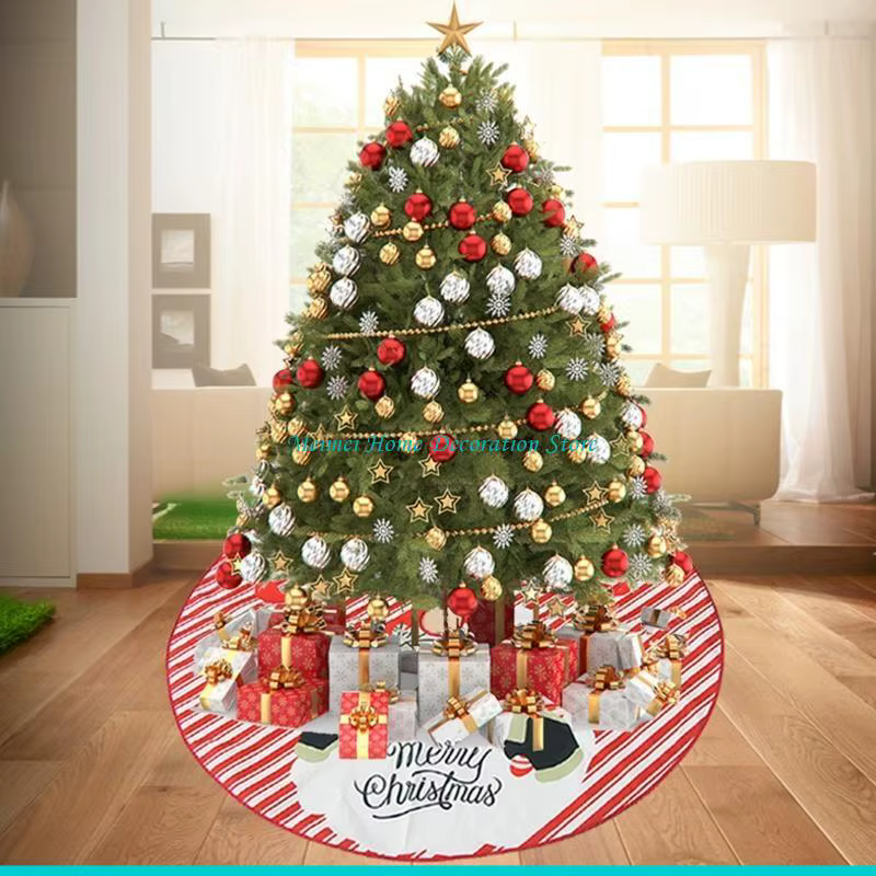 H7BF – jupe d'arbre noël, tapis d'arbre rustique, décoration ronde à père noël