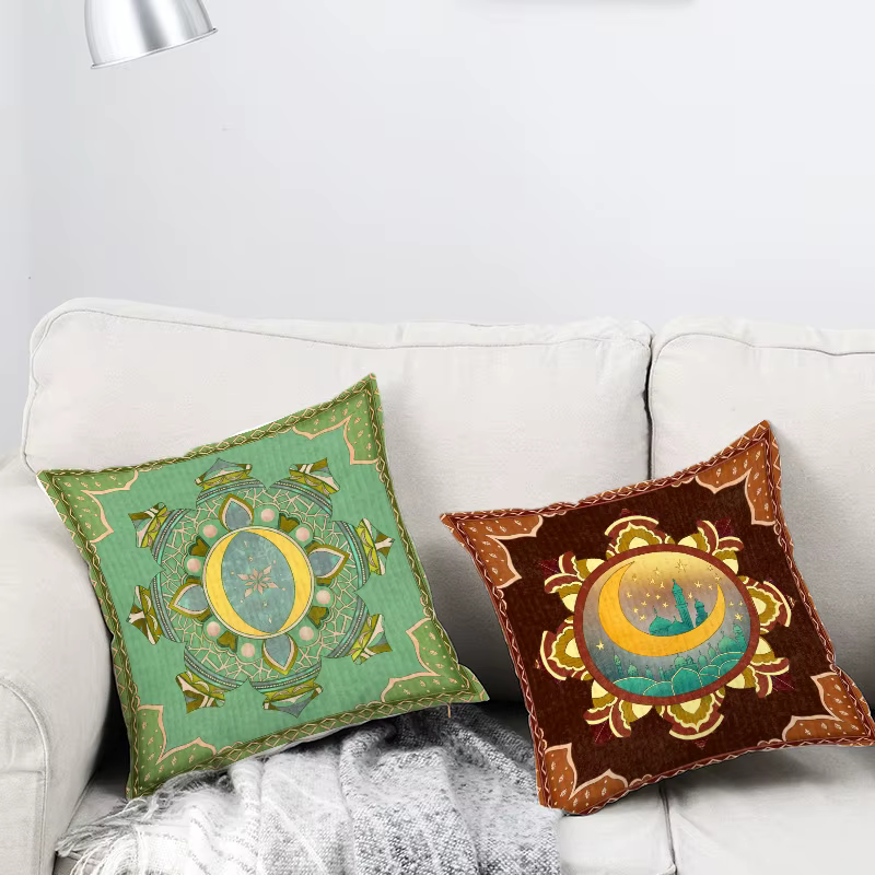Juste de Coussin en Peluche Verte Courte