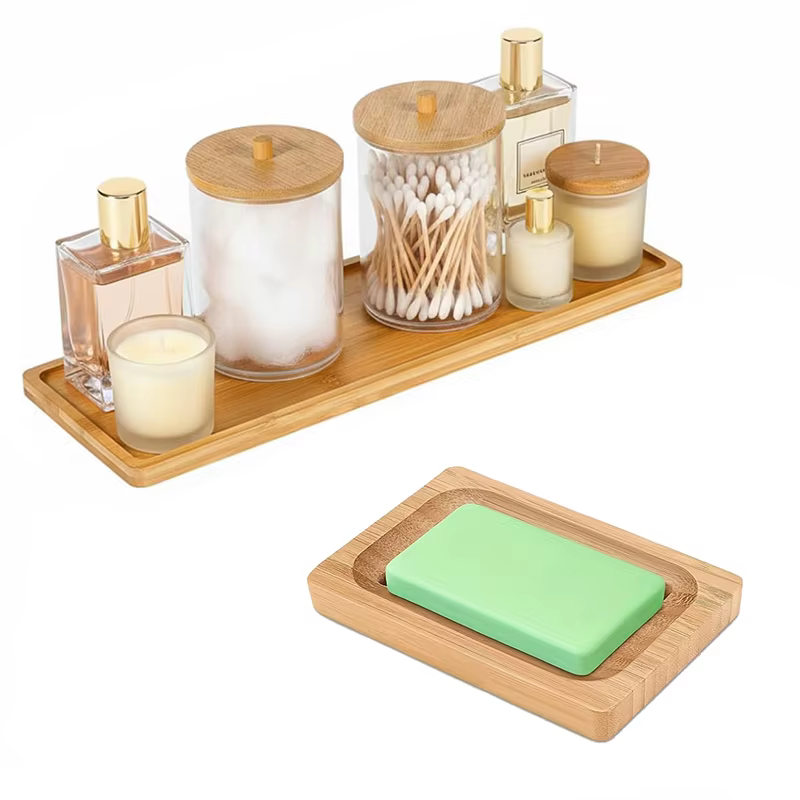 Ensemble de 2 accessoires de salle de bain en bambou