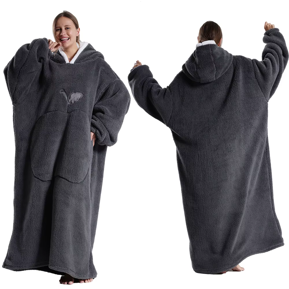 Couverture TV en peluche super longue avec manches pour adultes