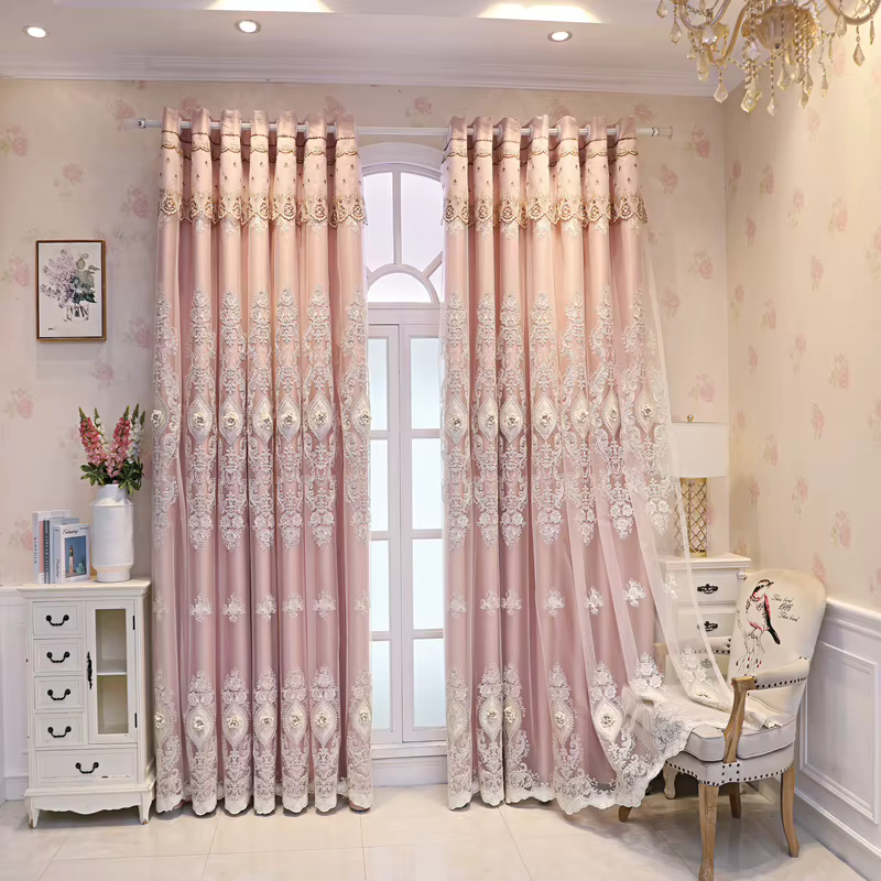 Rideaux double couche de style européen pour salon