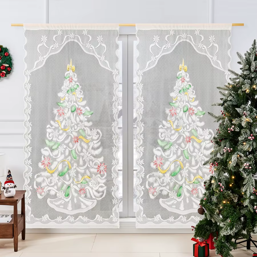 Rideau coloré de noël, motif d'arbre de noël