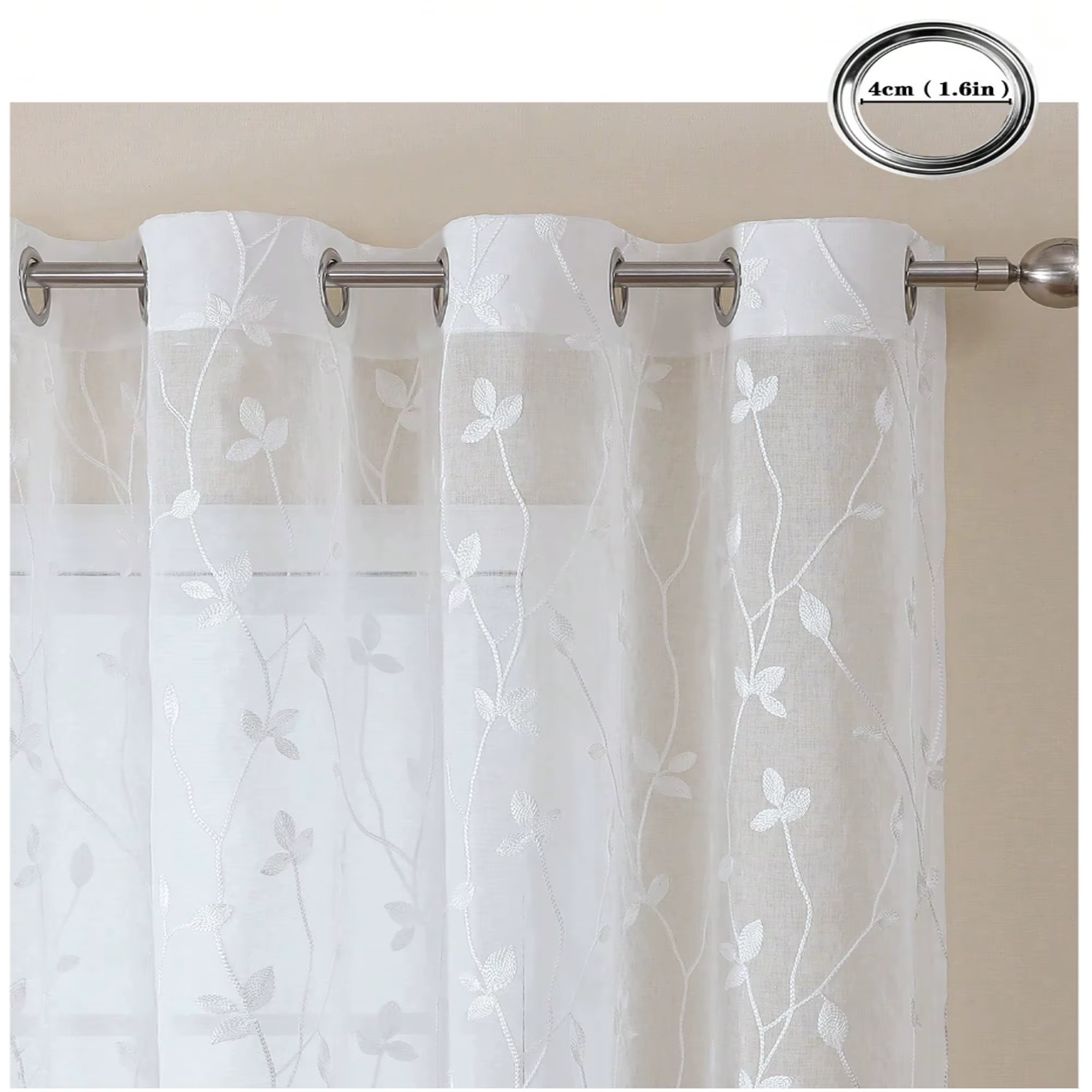 Rideaux transparents brodés pour chambre à coucher