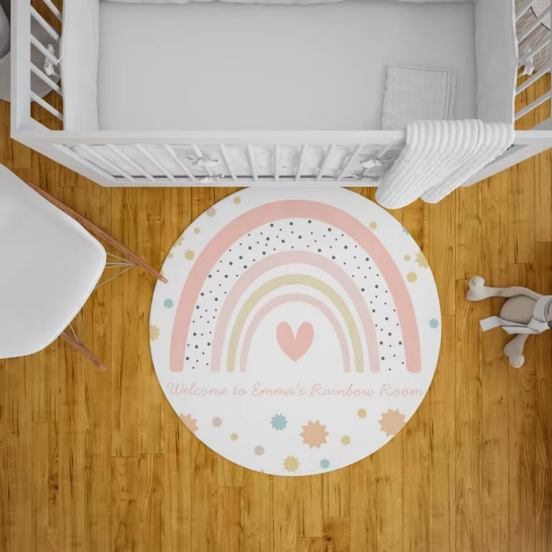 Tapis arc-en-ciel personnalisé avec nom pour chambre d'enfants