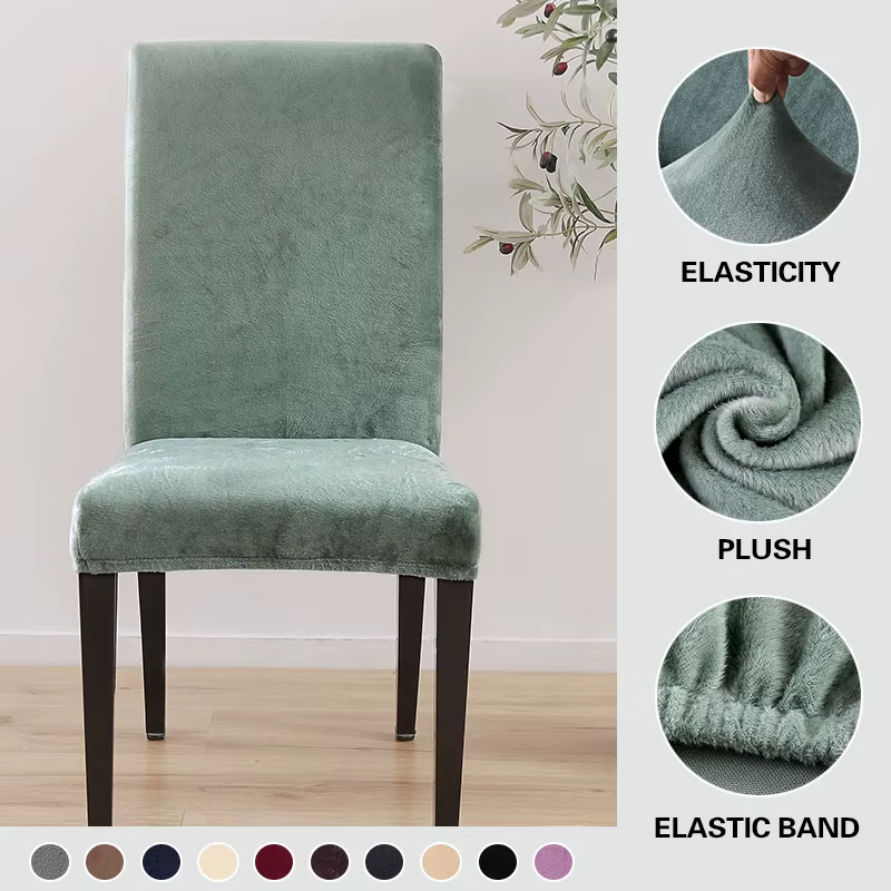 Housses de chaise de salle à manger en peluche