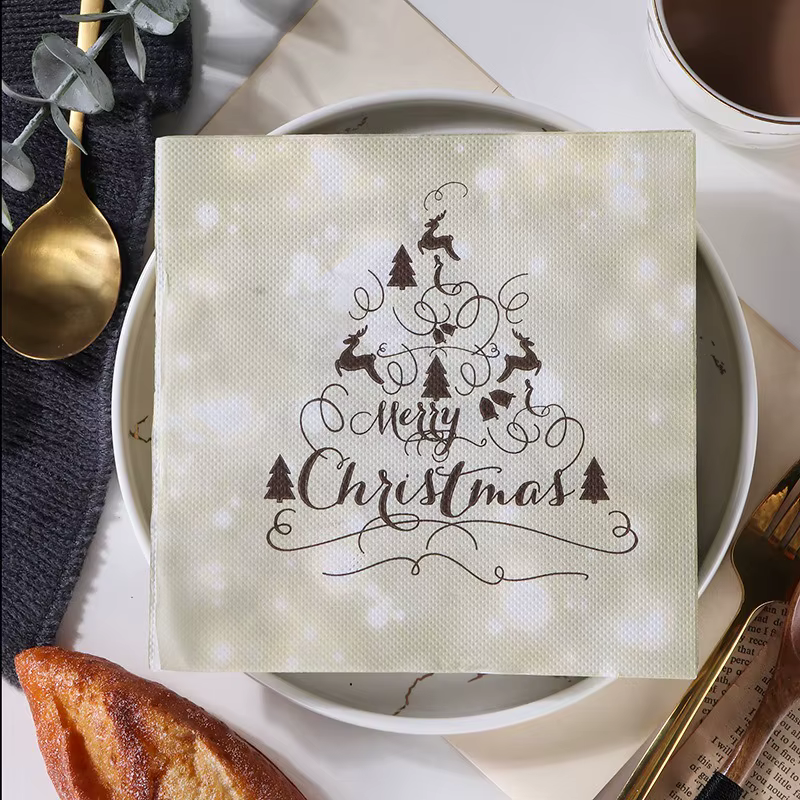 Serviettes imprimées de Noël peintes