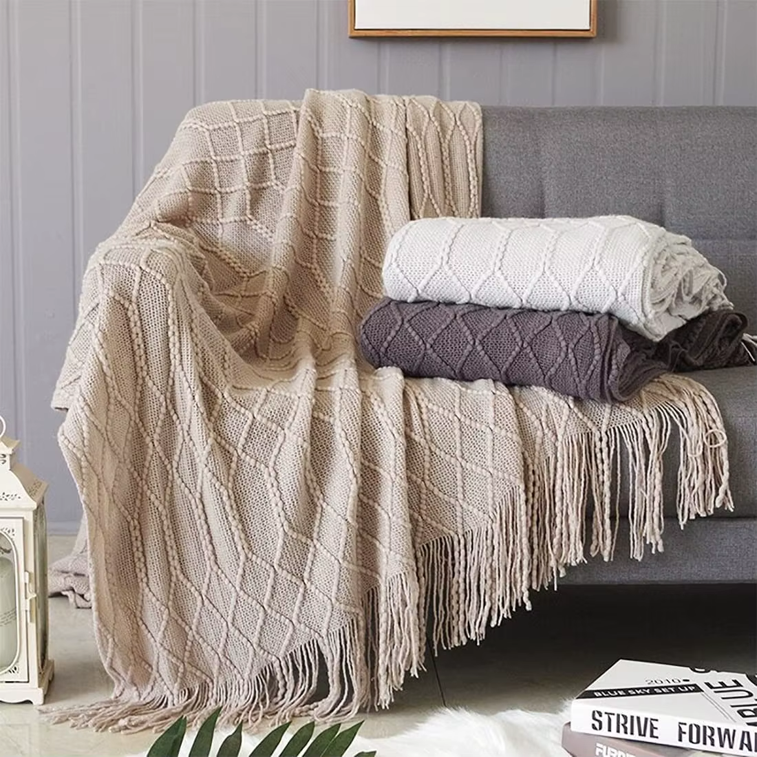 Plaids surdimensionnés kaki pour canapé