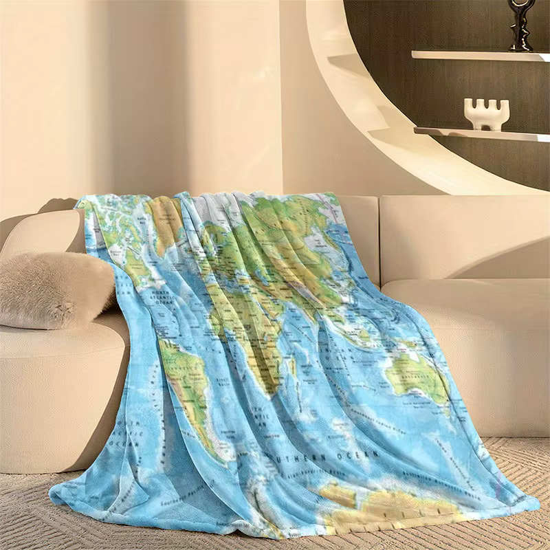 Couverture en flanelle imprimée carte du monde