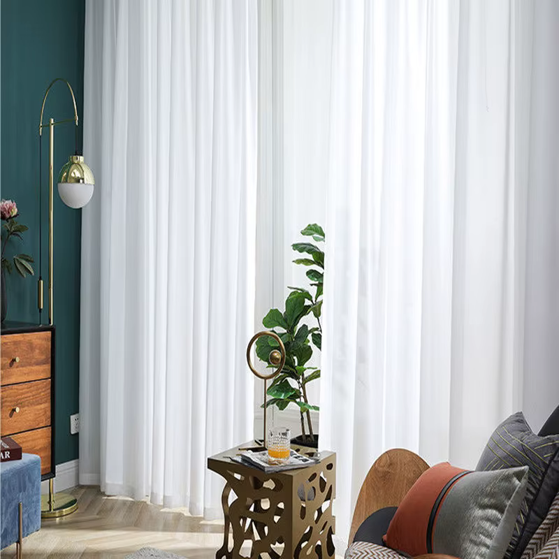 Asazal solide blanc Tulle luxueux en mousseline de soie pure fenêtre rideaux pour salon moderne Voile Organza
