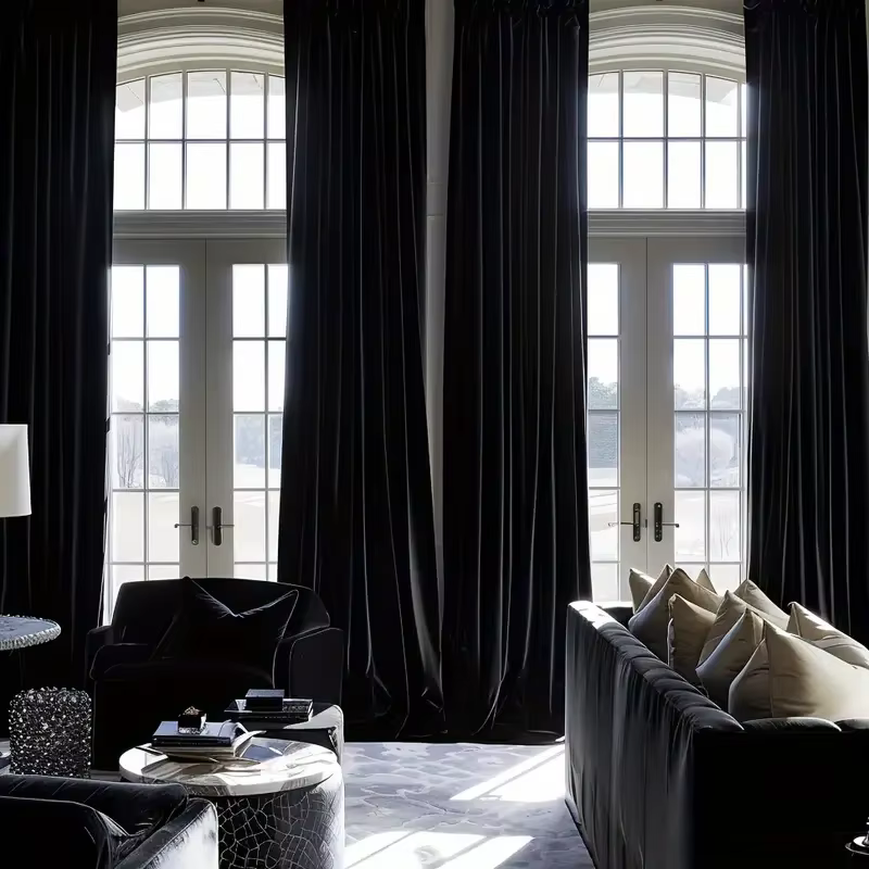 Rideau noir demi occultant en tissu fin
