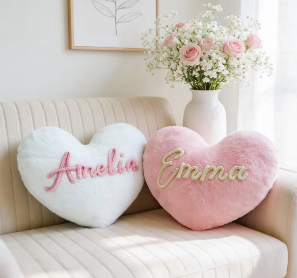 Coussin en forme de cœur personnalisé