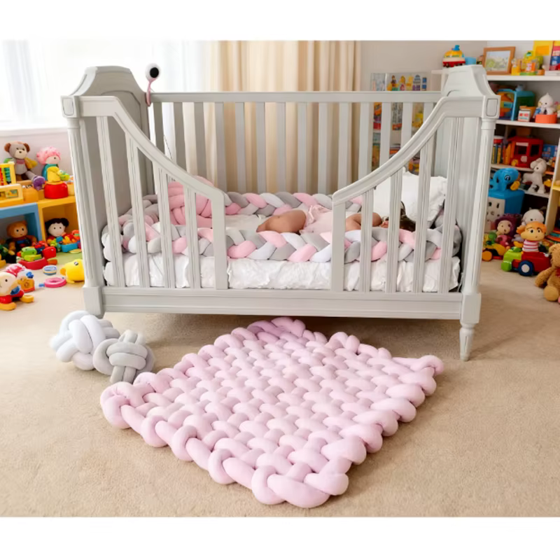 Tapis en peluche tressé noué