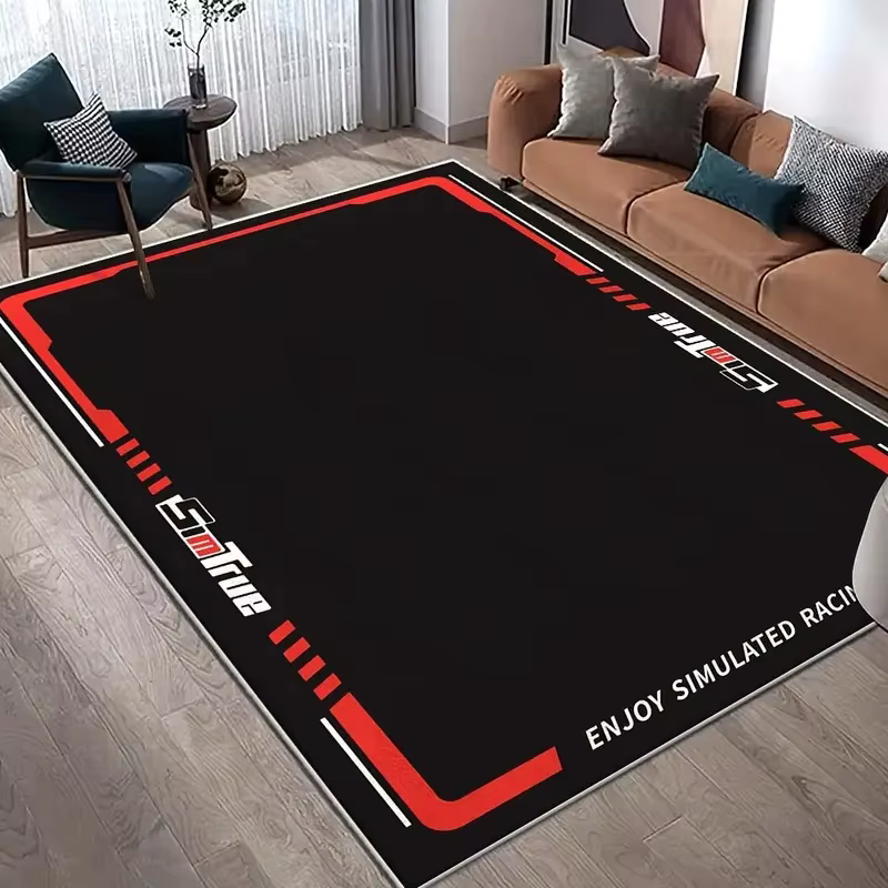 Tapis de luxe en forme d'échiquier noir et doré