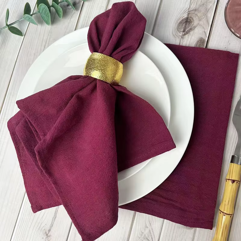 Lot de 6 serviettes en tissu bordeaux 30x45cm