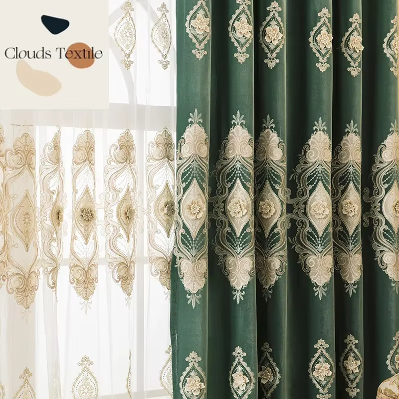 Rideaux européens pour salon salle à manger chambre Style soluble dans l'eau broderie