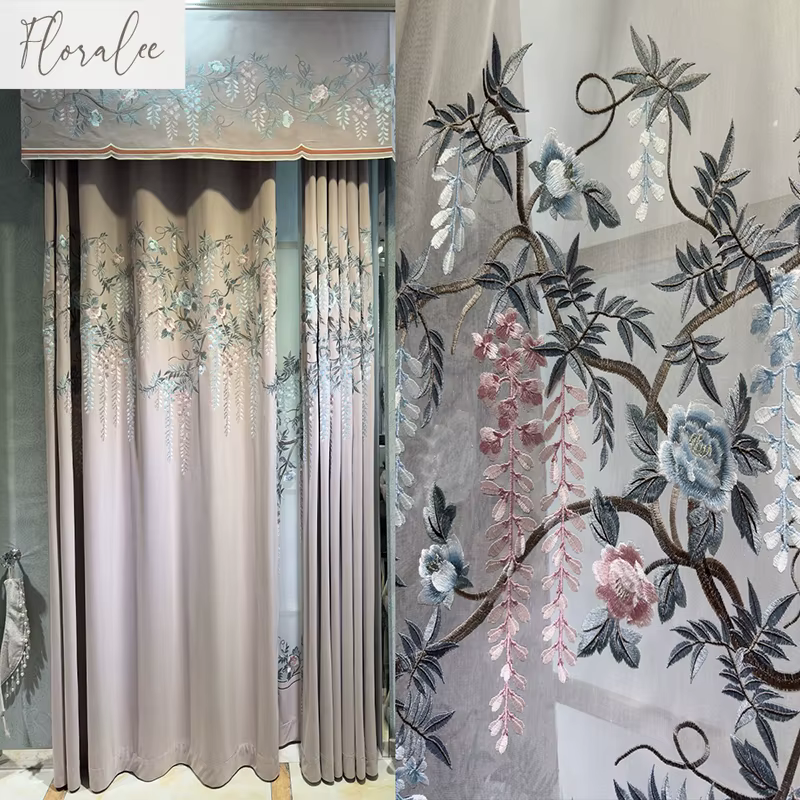 Rideaux de luxe européens américains pour salon salle à manger chambre Chenille creux brodé rideau entièrement occultant personnalisé