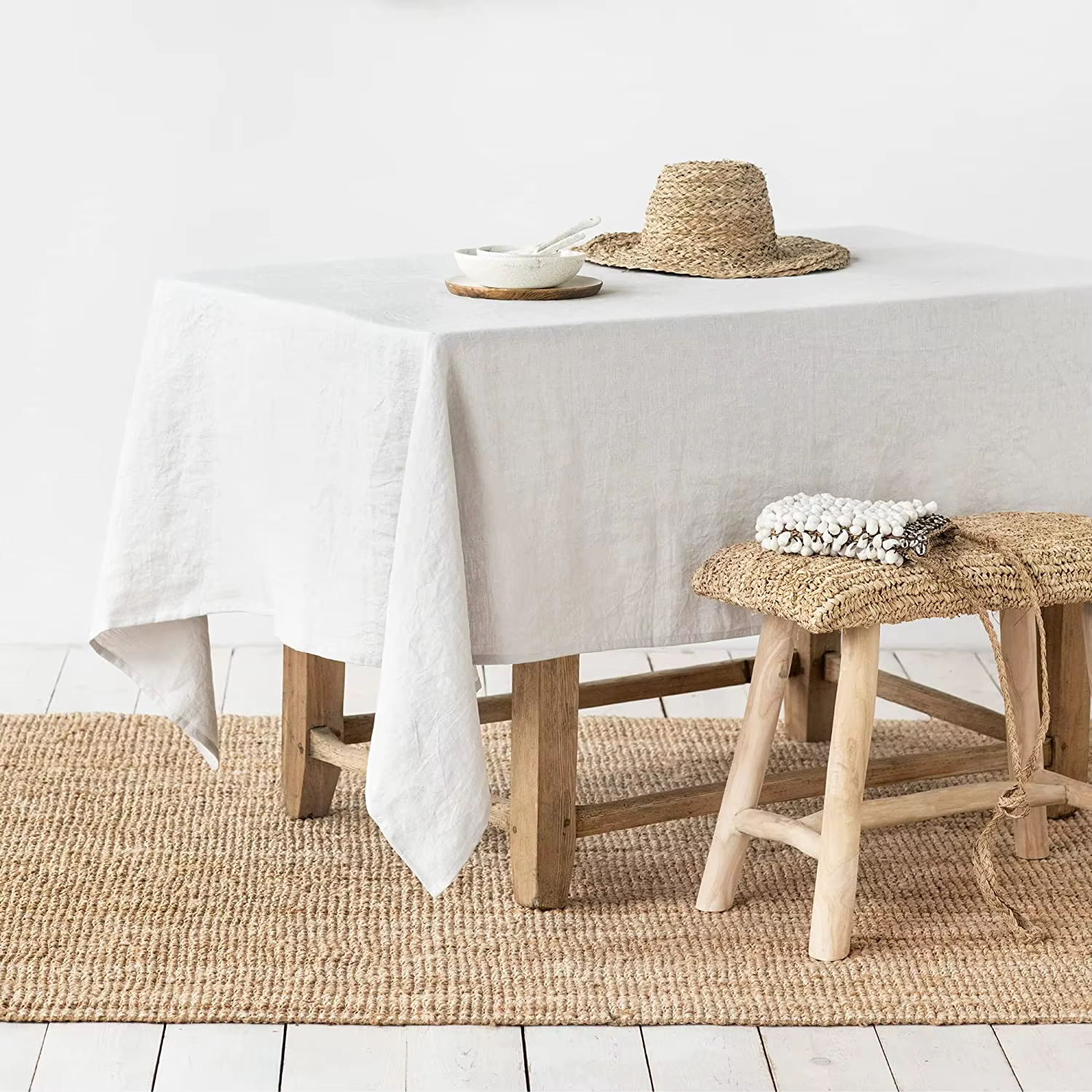 Nappe en lin pur 100%, tissu naturel pour cuisine