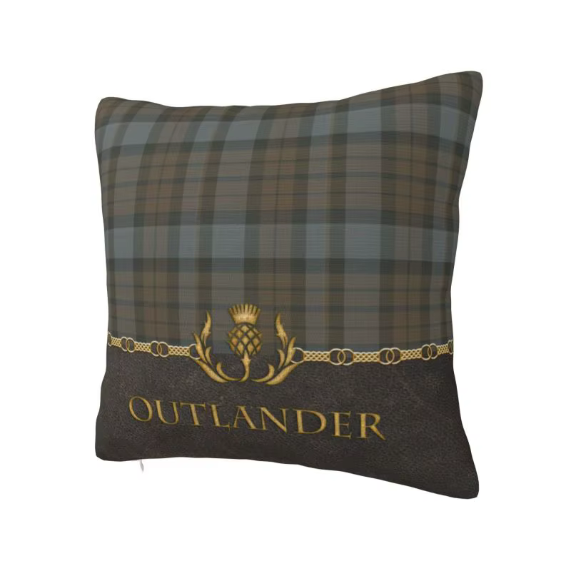 Housse de coussin personnalisée en cuir et Tartan