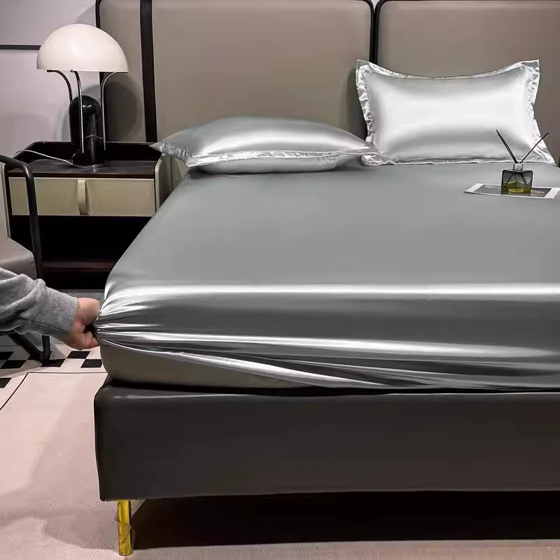Parure de lit d'été en satin rafraîchissant pour chambre à coucher