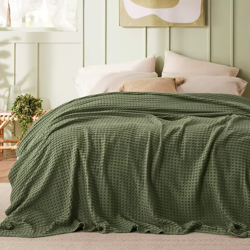 Couverture en coton gaufré pour le printemps et l'été