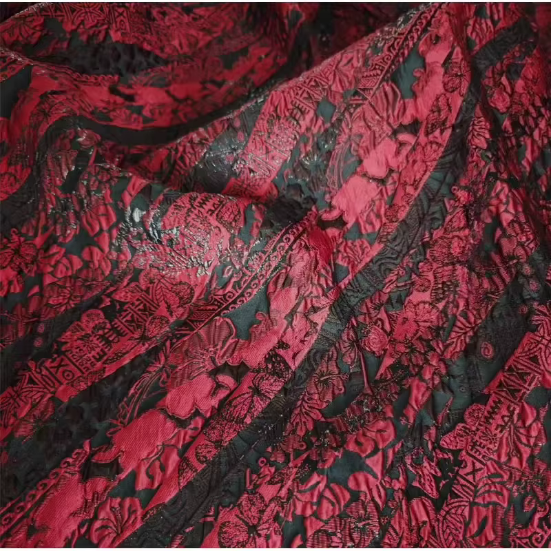 Rideaux Jacquard de Style chinois rouge vin