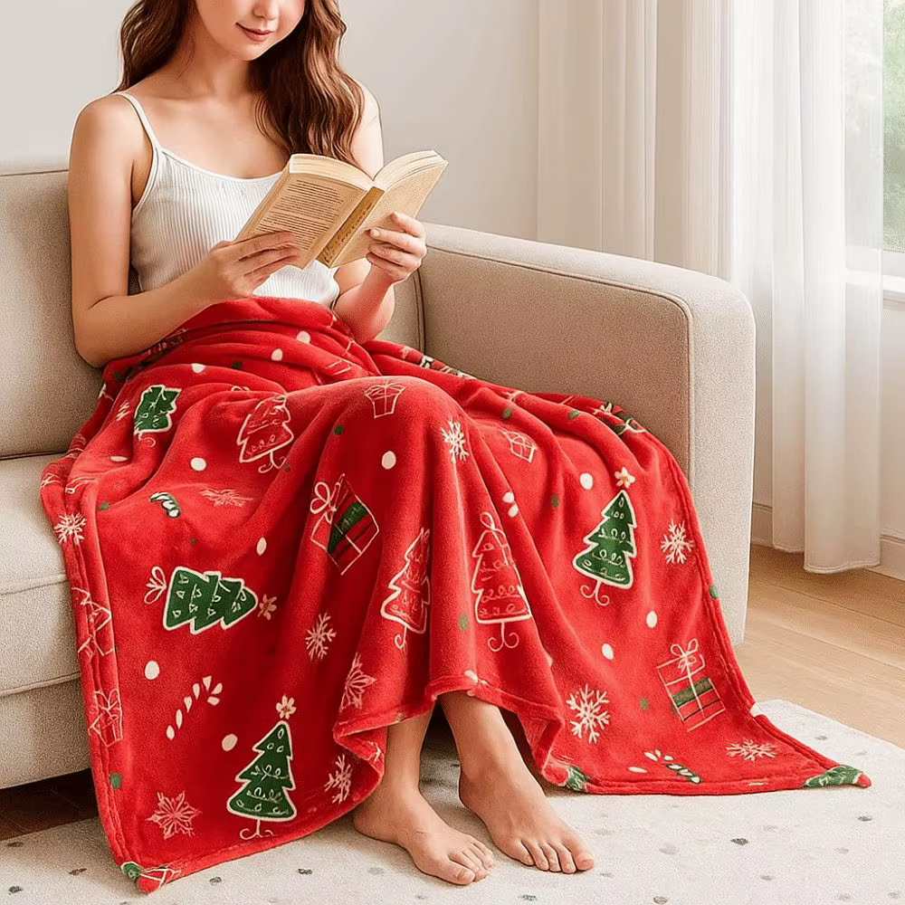 Couverture épaisse en flanelle de noël