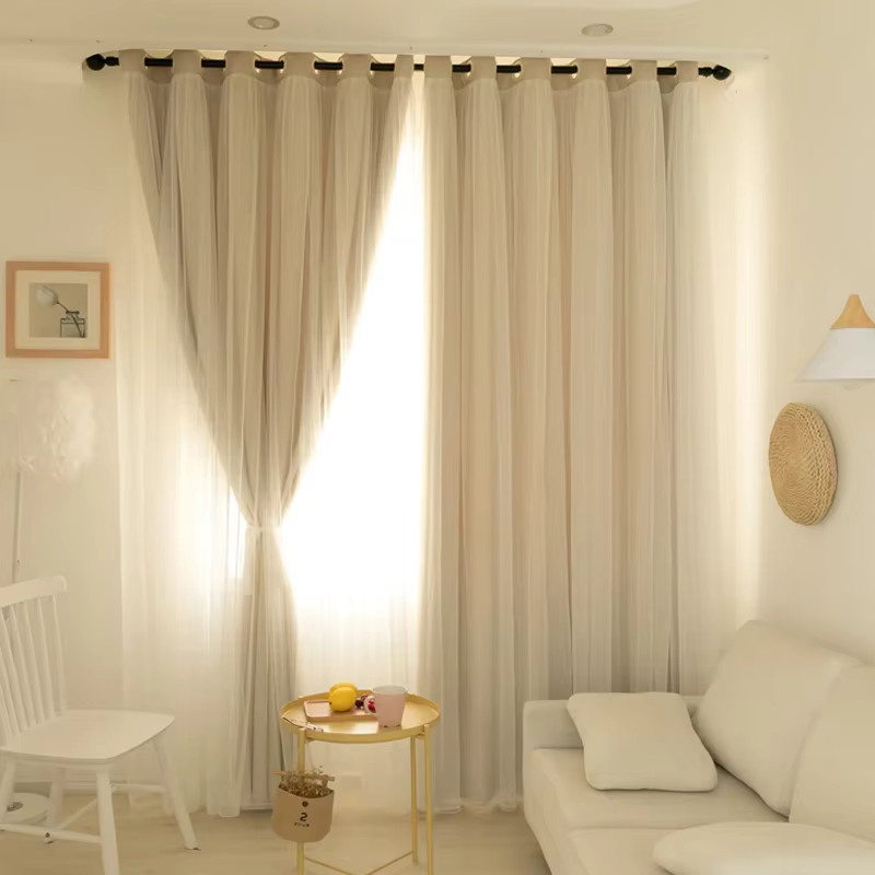 Rideaux Occultants de Princesse Coréenne à Double Couche pour Salon et Chambre à Coucher
