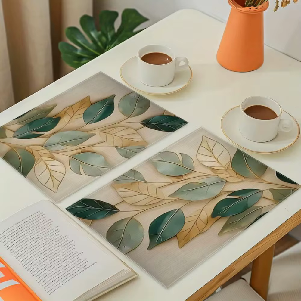 Ensemble de sets de table à motif de feuilles