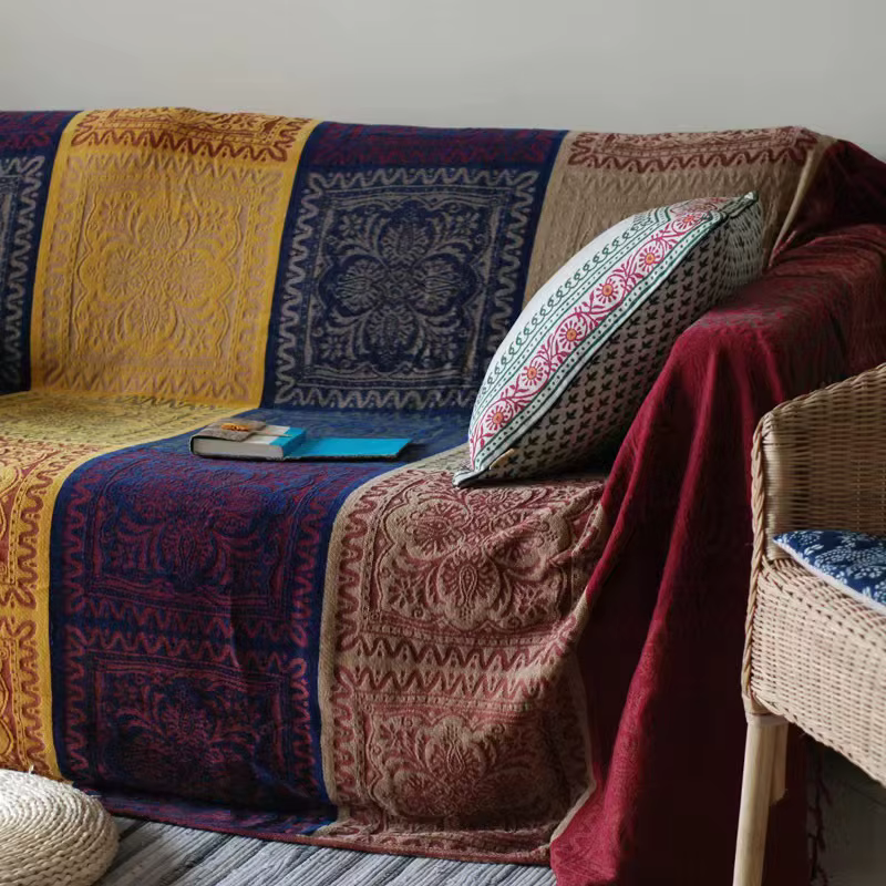 Couvertures Mediterranean américain Chenille canapé coussin coloré bohème