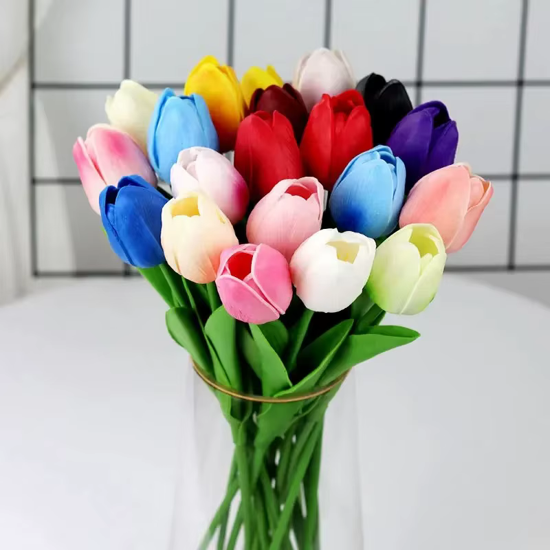 Bouquet de fleurs artificielles tulipes au toucher réel