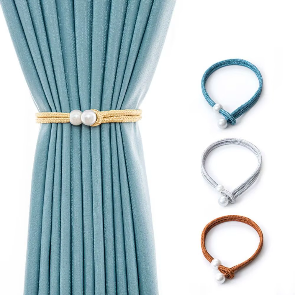 Attache de rideau en perles avec sangle de traction