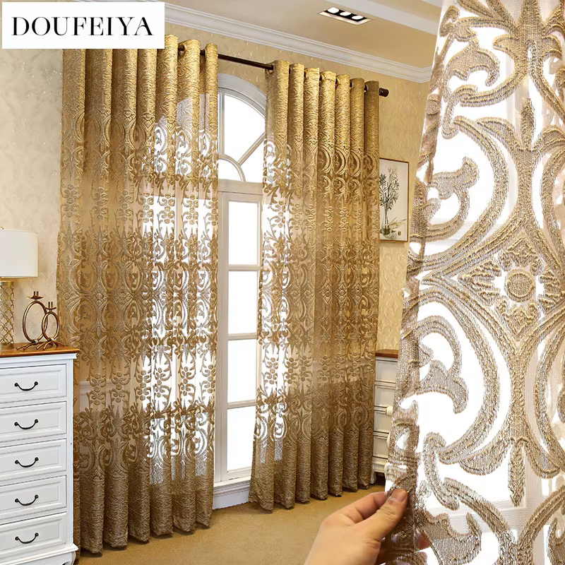 Nouveaux rideaux pour salon salle à manger chambre personnalisé haut de gamme atmosphérique luxe européen brodé or fenêtre rideau décor