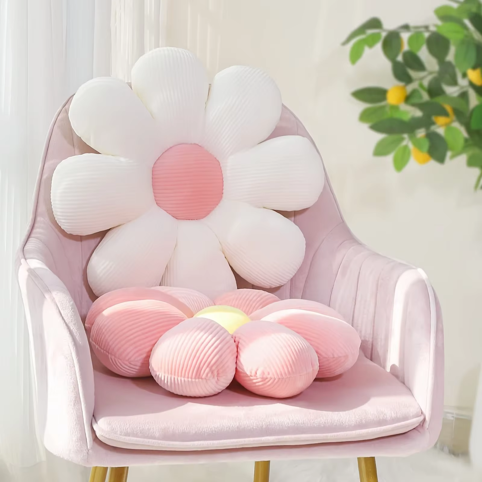 Oreiller tournesol, coussin de siège marguerite