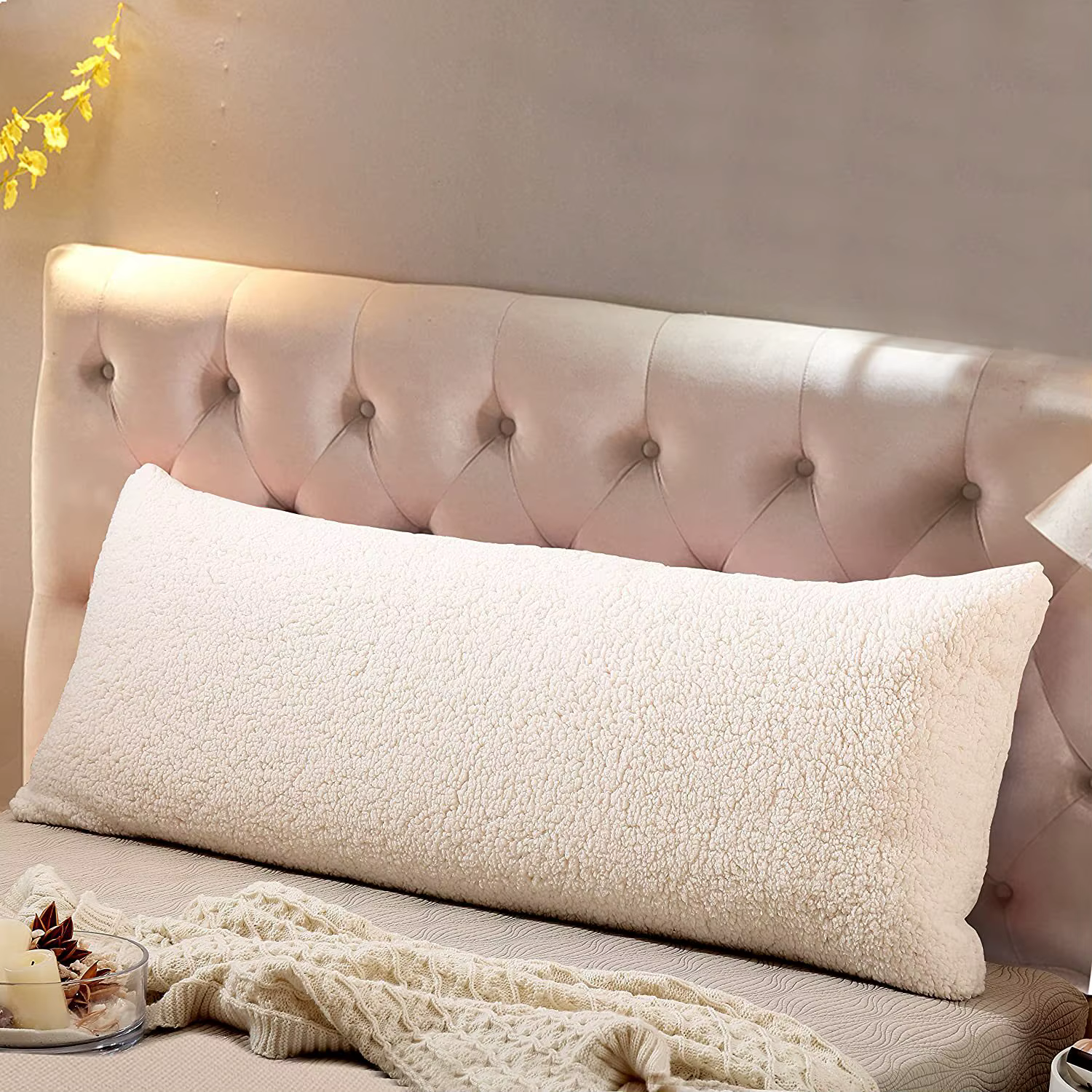Housse de coussin en fausse laine d'agneau
