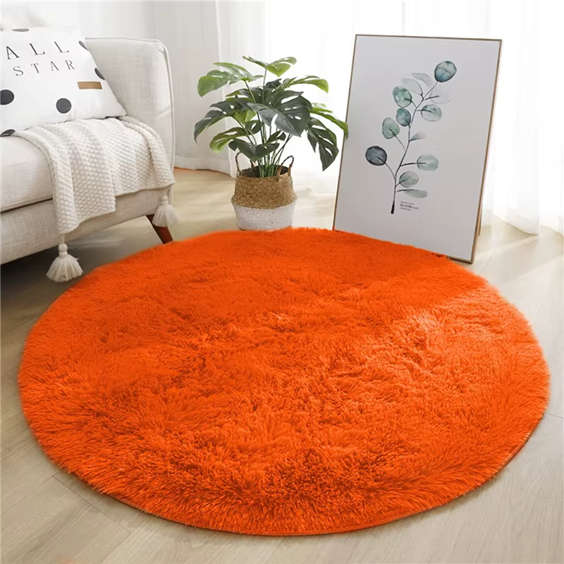 Bubble Kiss – tapis rond en peluche Orange moelleux