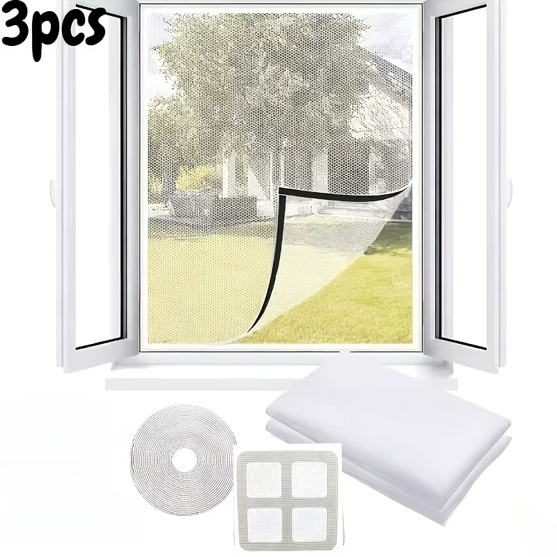 Lot de 3 rideaux moustiquaires autocollants DIY