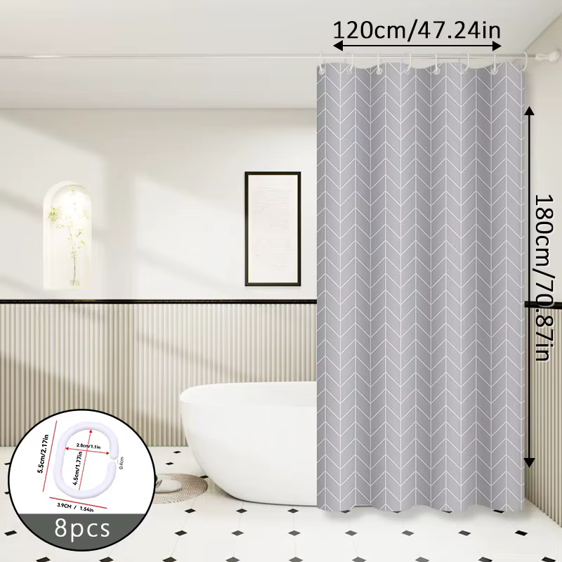 Rideau de douche polyvalent à motif quadrillé gris