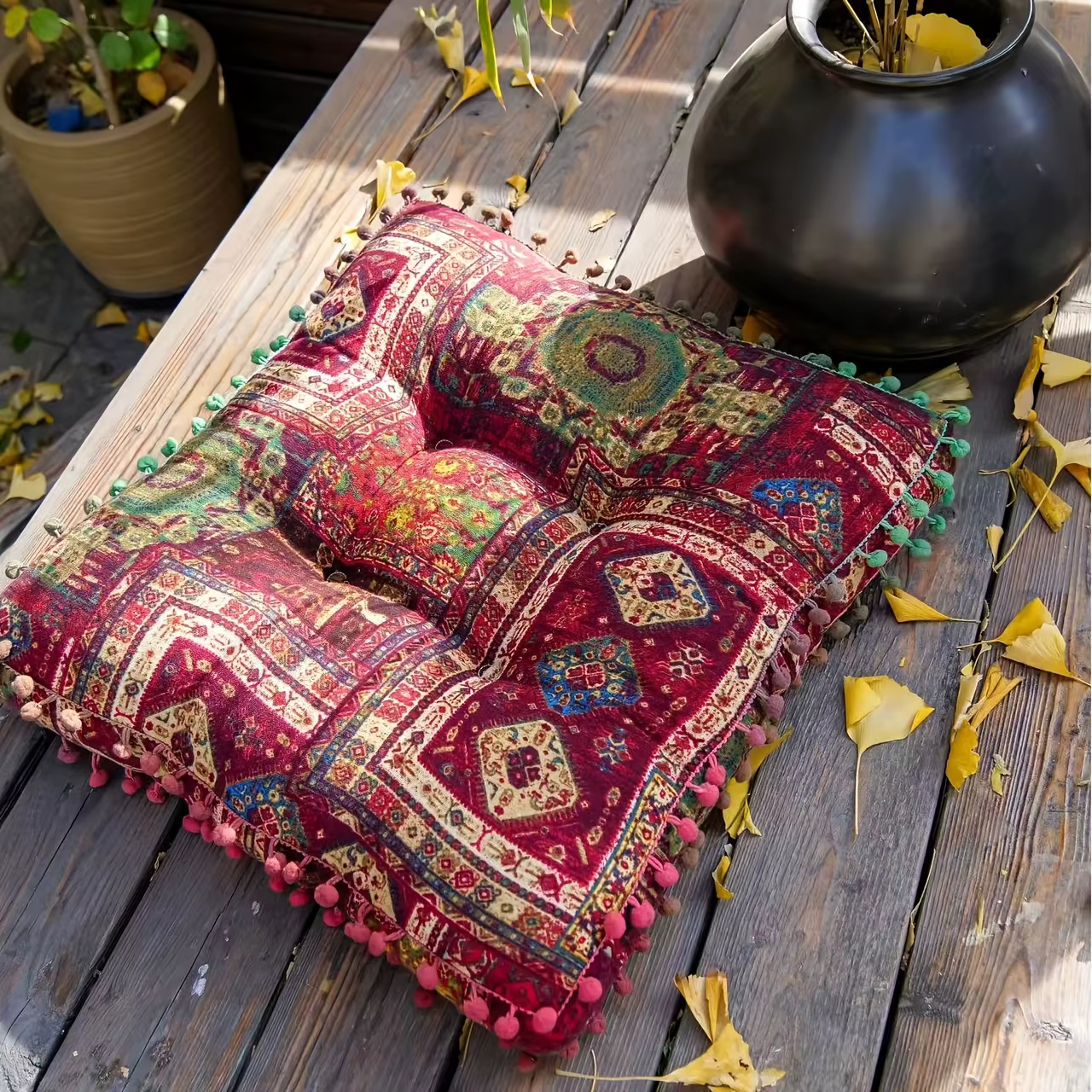 Coussin carré épais bohème