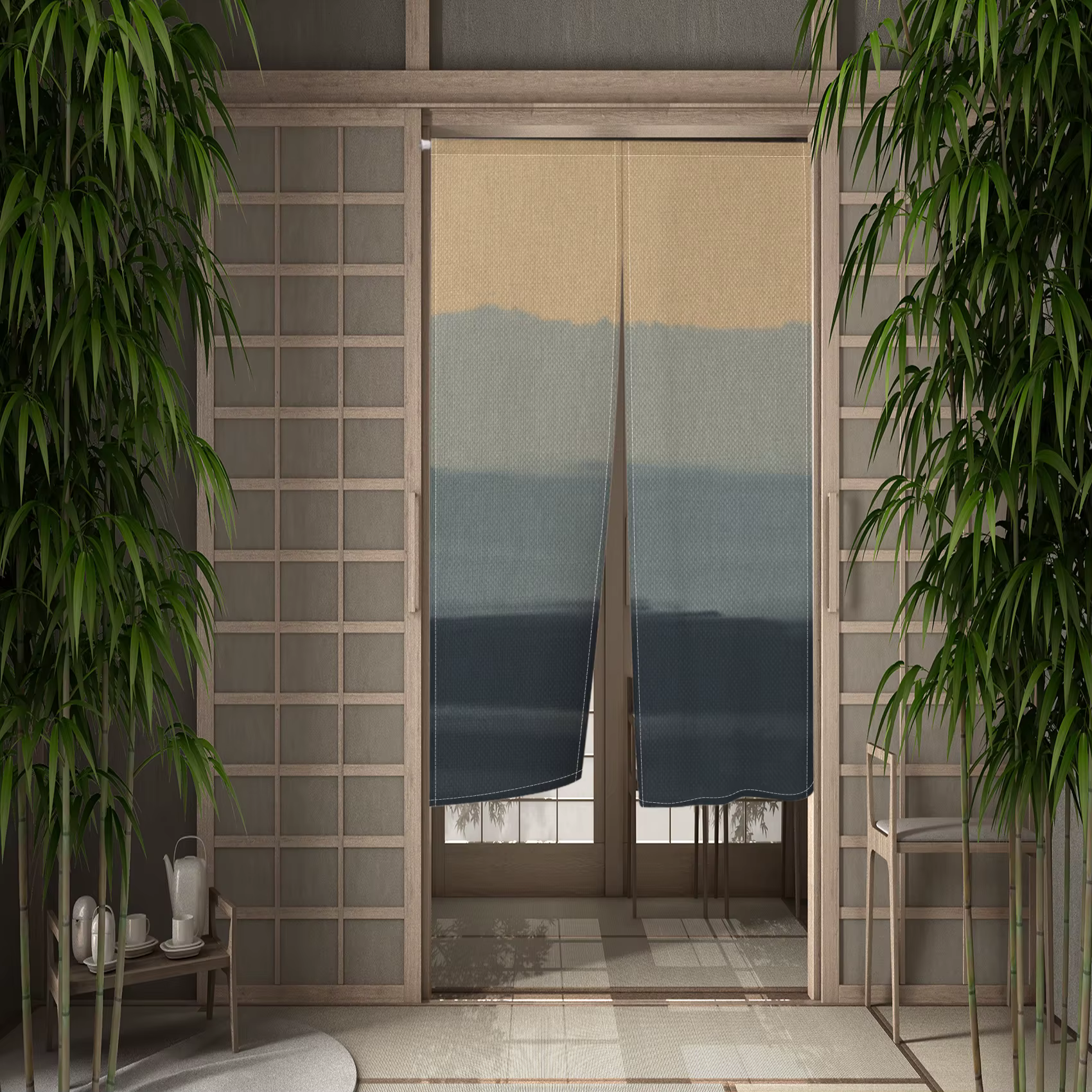 Rideau de porte japonais moderne