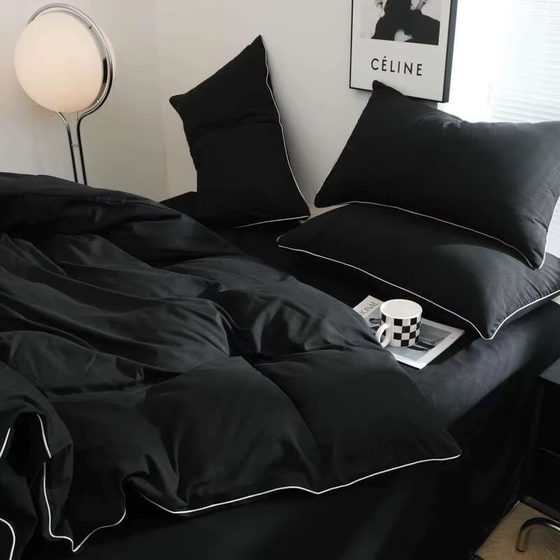 Parure de lit noire – Parure de lit minimaliste Queen/King Size