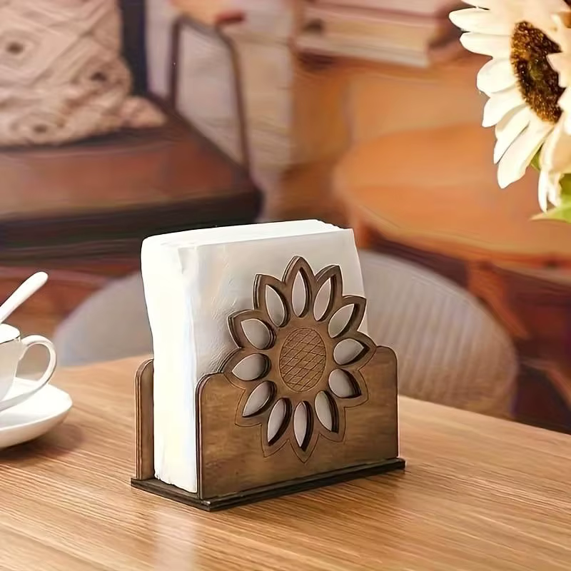 Porte-serviettes en bois style tournesol