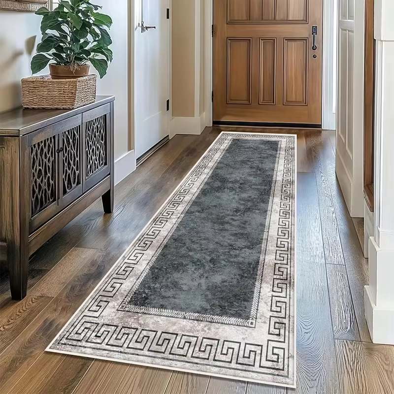 Tapis antidérapant géométrique en marbre pour cuisine