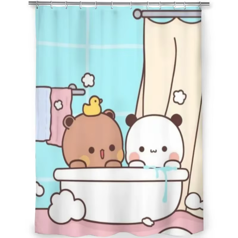 Rideau de douche salle de bain ours mignon Pnada Bubu Dudu décor articles ménagers modernes
