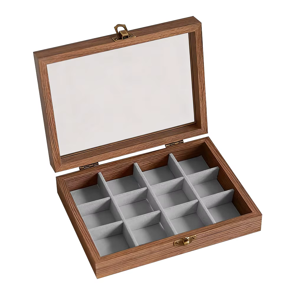 Boîte de rangement de bijoux couleur noyer