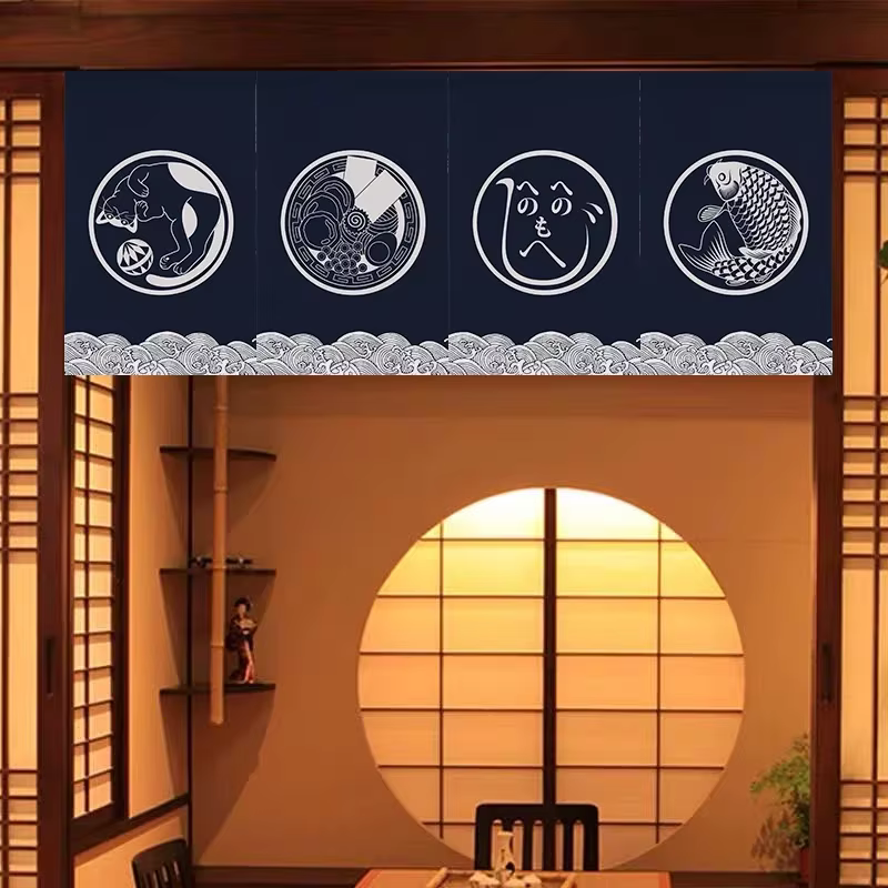 Rideau court japonais, rideau décoratif pour cuisine